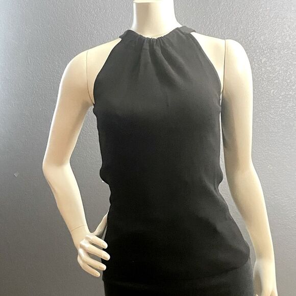 Ann Taylor Loft crepe top sleeveless straight flowing cut Small neckline twisted - Picture 4 of 11